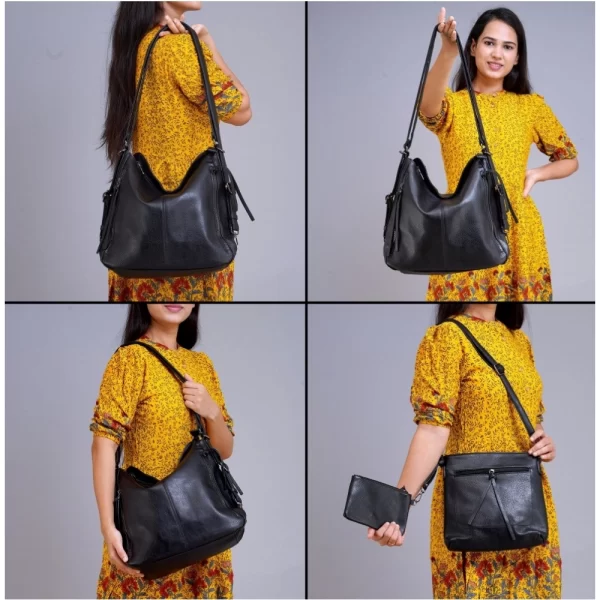 Generic Women's PU Leather Medium Shoulder Zipper Handbag (Black)