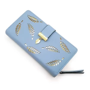 Generic Women’s Faux Leather Medium Snap Button Wallet (Blue)