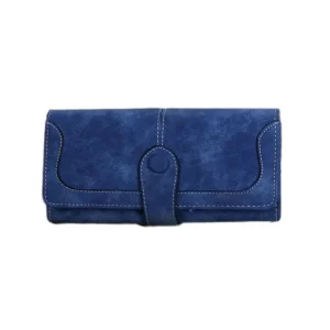 Generic Women’s Faux Leather Medium Snap Button Wallet (Dark Blue)