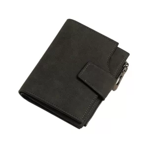 Generic Women’s Vegan Leather Small Zipper Wallet (Black)