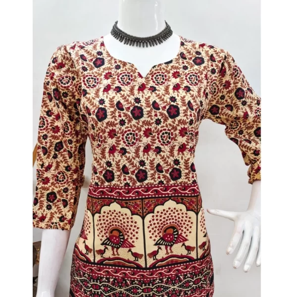 Women's Cotton Jaipuri Printed 3-4th Sleeve Co ord Set (Multicolor)