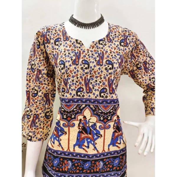 Women's Cotton Jaipuri Printed 3-4th Sleeve Co ord Set (Multicolor)