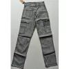 Women's Cotton Blended Solid Cargo Straight Fit (Grey)