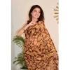 Women's Georgette Printed Saree With Unstitched Blouse 5.5Mtr (Yellow )