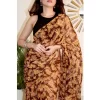 Women's Georgette Printed Saree With Unstitched Blouse 5.5Mtr (Yellow )