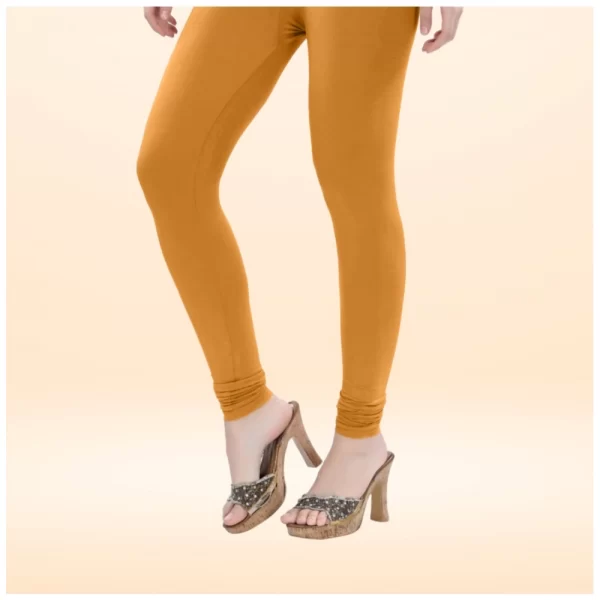 Generic Women's Cotton Blended Solid Churidar leggings (Mustard Yellow)