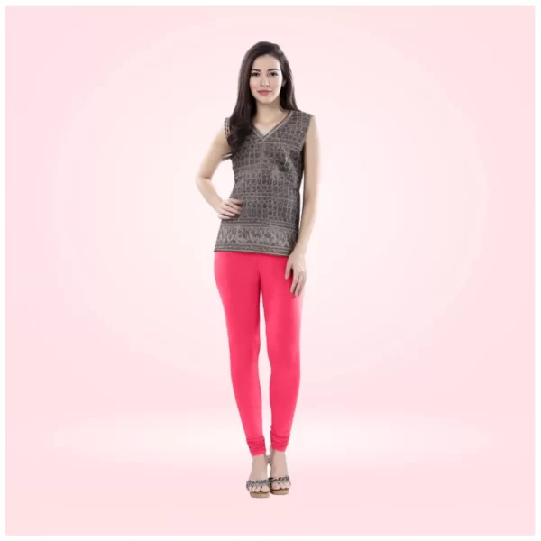Generic Women's Cotton Blended Solid Churidar leggings (Pink)