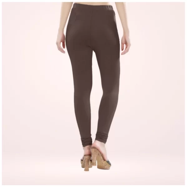 Women's Cotton Blended Solid Churidar leggings (Brown)
