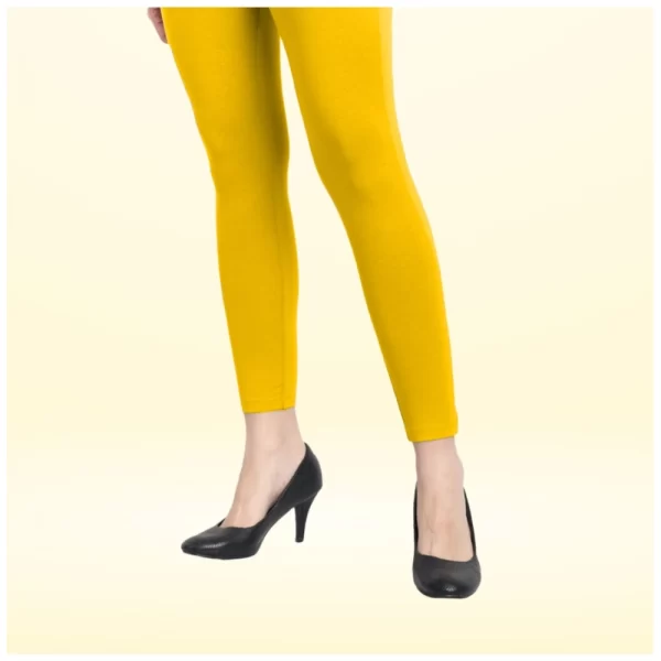 Generic Women's Cotton Blended Solid Ankle legging (Yellow)