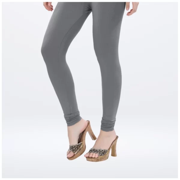 Generic Women's Cotton Blended Solid Churidar leggings (Silver Gray)