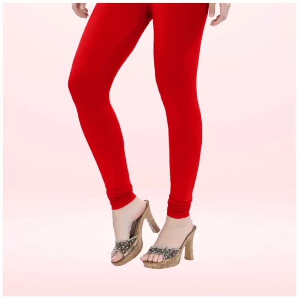 Women's Cotton Blended Solid Churidar leggings (Red)