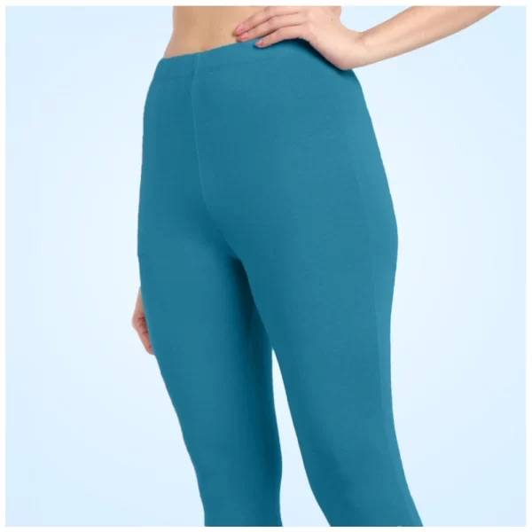 Women's Cotton Blended Solid Ankle legging (Blue)