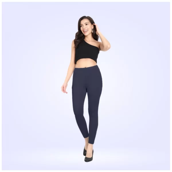 Generic Women's Cotton Blended Solid Ankle legging (Navy)