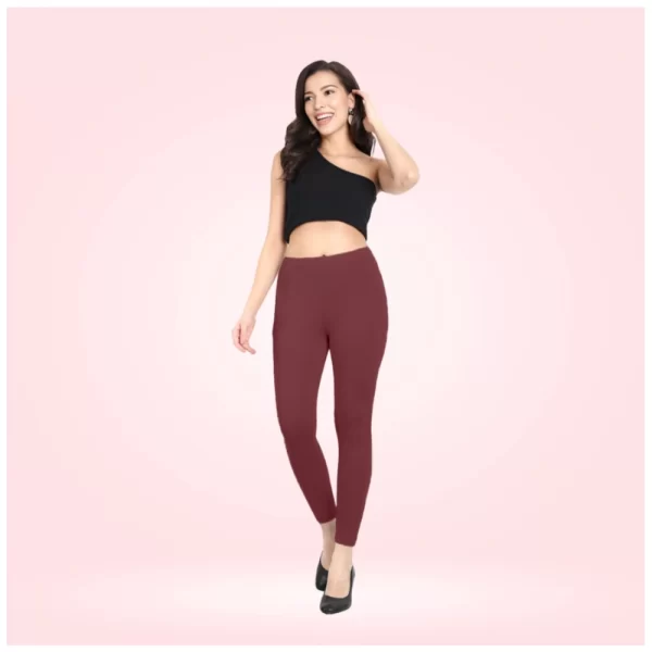 Generic Women's Cotton Blended Solid Ankle legging (Maroon)
