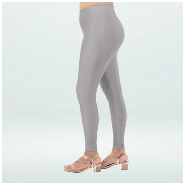 Women's Cotton Blended Solid Shimmer Ankle leggings (Silver Gray)