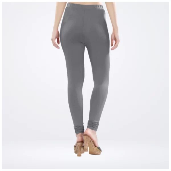 Generic Women's Cotton Blended Solid Churidar leggings (Silver Gray)
