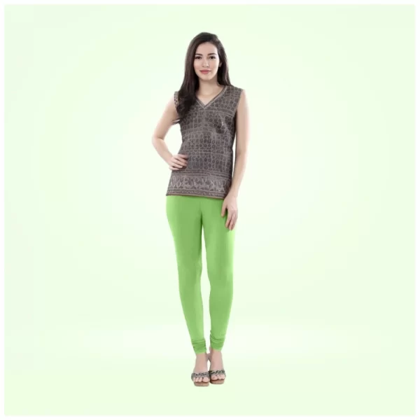 Generic Women's Cotton Blended Solid Churidar leggings (Pista Green)