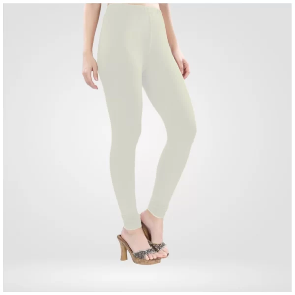 Women's Cotton Blended Solid Churidar leggings (White)
