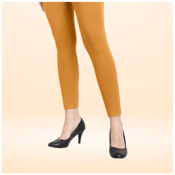 Generic Women's Cotton Blended Solid Ankle legging (Mustard Yellow)