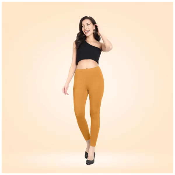 Generic Women's Cotton Blended Solid Ankle legging (Mustard Yellow)