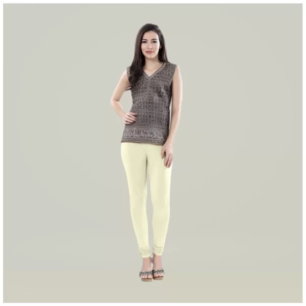 Generic Women's Cotton Blended Solid Churidar leggings (Cream)
