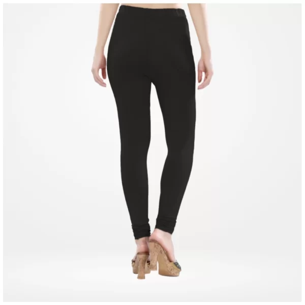 Generic Women's Cotton Blended Solid Churidar leggings (Black)