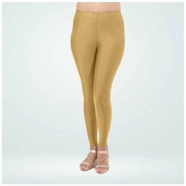 Women's Cotton Blended Solid Shimmer Ankle leggings (Beige)