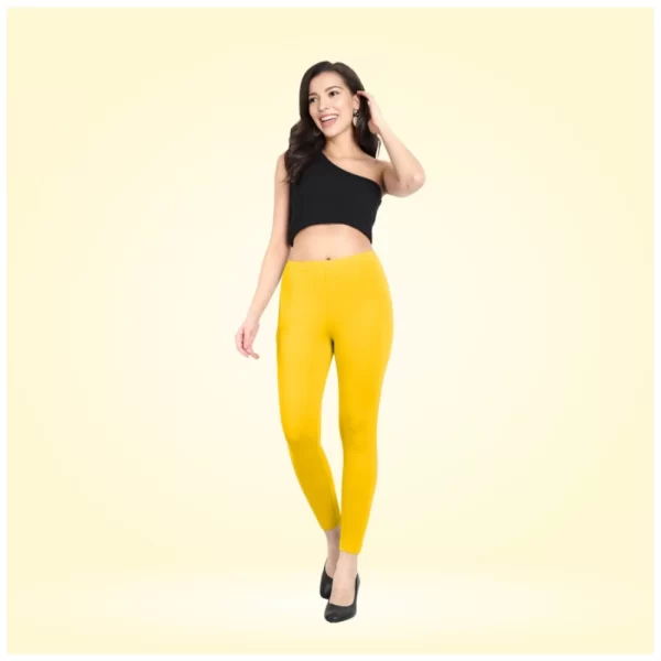 Generic Women's Cotton Blended Solid Ankle legging (Yellow)