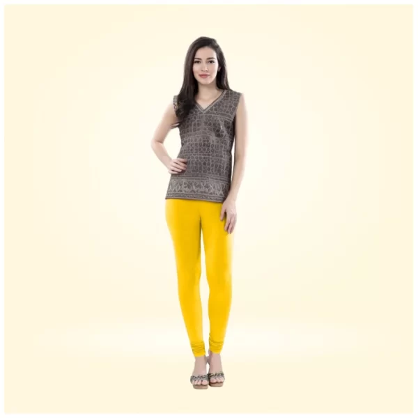 Generic Women's Cotton Blended Solid Churidar leggings (Yellow)