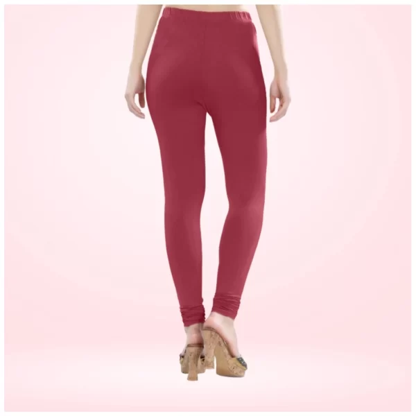 Generic Women's Cotton Blended Solid Churidar leggings (Red Maroon)