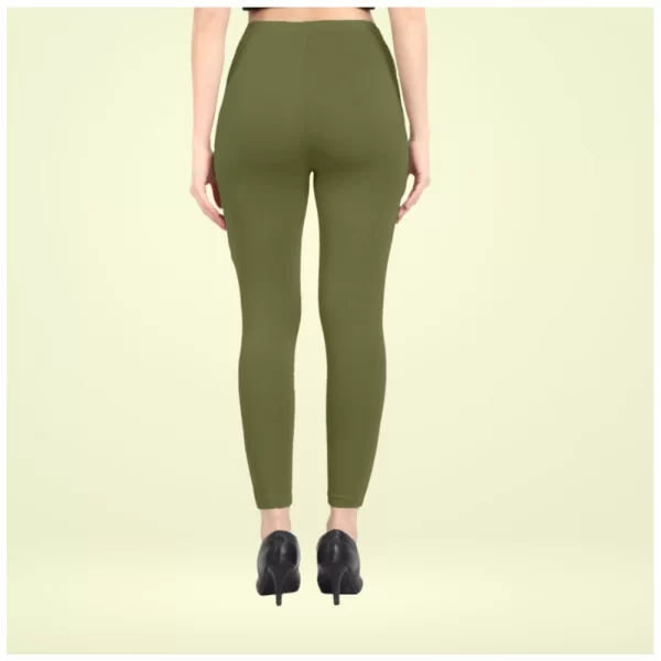Generic Women's Cotton Blended Solid Ankle legging (Olive Green)