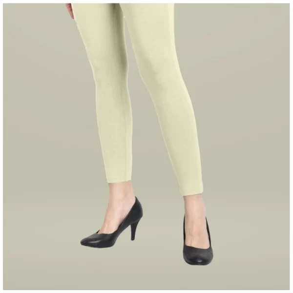 Generic Women's Cotton Blended Solid Ankle legging (Cream)
