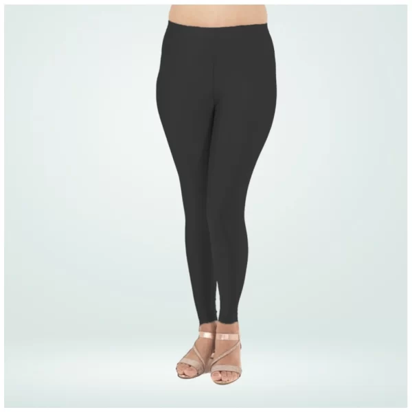Generic Women's Cotton Blended Solid Shimmer Ankle leggings (Black)
