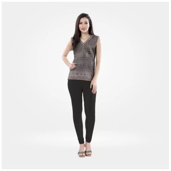 Generic Women's Cotton Blended Solid Churidar leggings (Black)
