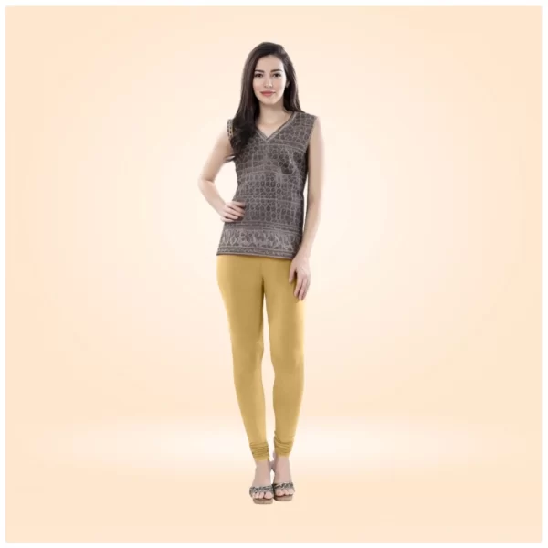 Generic Women's Cotton Blended Solid Churidar leggings (Beige)