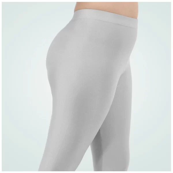 Generic Women's Cotton Blended Solid Shimmer Ankle leggings (Silver)