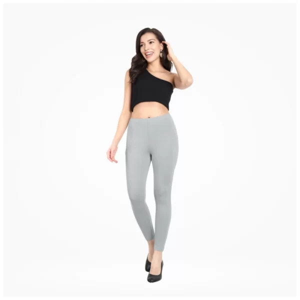 Women's Cotton Blended Solid Ankle legging (Silver Gray)