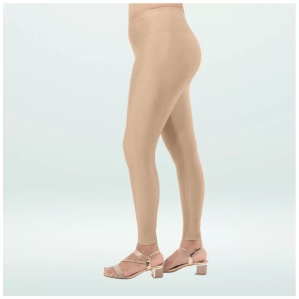 Women's Cotton Blended Solid Shimmer Ankle leggings (Sandal)