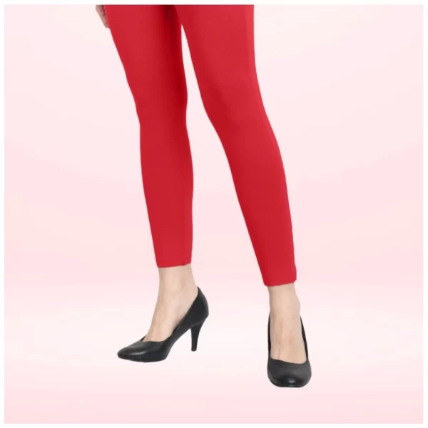 Generic Women's Cotton Blended Solid Ankle legging (Red)