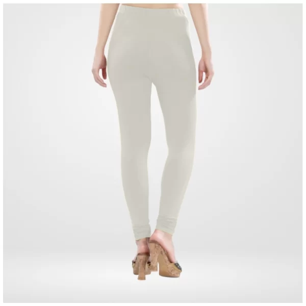 Women's Cotton Blended Solid Churidar leggings (White)