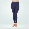 Women's Cotton Blended Solid Shimmer Ankle leggings (Navy Blue)