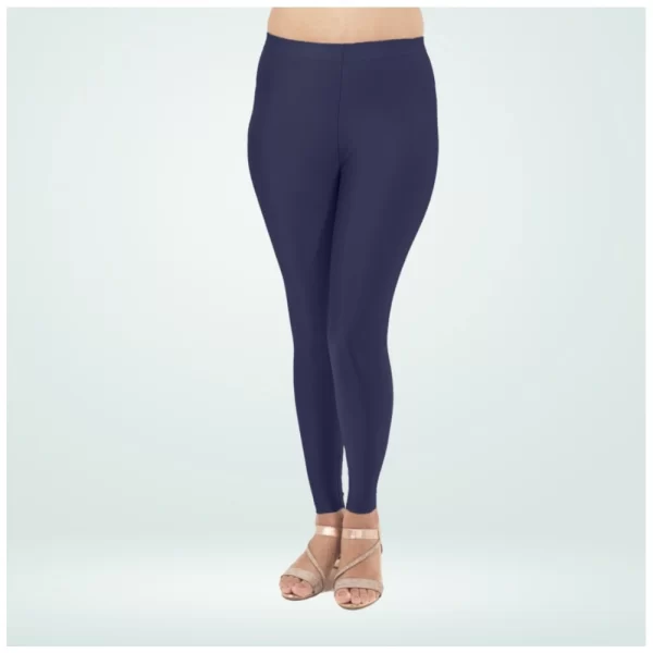 Women's Cotton Blended Solid Shimmer Ankle leggings (Navy Blue)