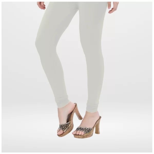 Women's Cotton Blended Solid Churidar leggings (White)