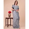 Women's Cotton Printed Saree With Unstitched Blouse 5.5Mtr (Grey)