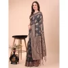 Women's Cotton Printed Saree With Unstitched Blouse 5.5Mtr (Black)