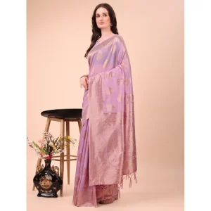 Women’s Cotton Printed Saree With Unstitched Blouse 5.5Mtr (Light Pink)