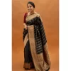 Women's Silk Printed Saree With Unstitched Blouse 5.5Mtr (Black)