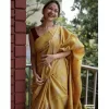 Women's Silk Printed Saree With Unstitched Blouse 5.5Mtr (Yellow)