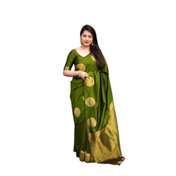 Women's Silk Printed Saree With Unstitched Blouse 5.5Mtr (Green)