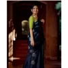 Women's Silk Printed Saree With Unstitched Blouse 5.5Mtr (Navy Blue)